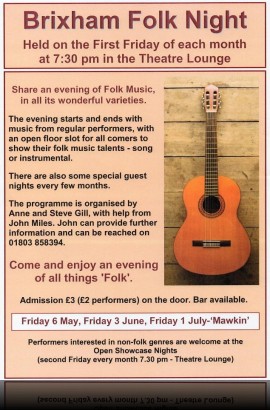 Brixham Folk Night - Friday 3 June 7.30 pm in the Con Club