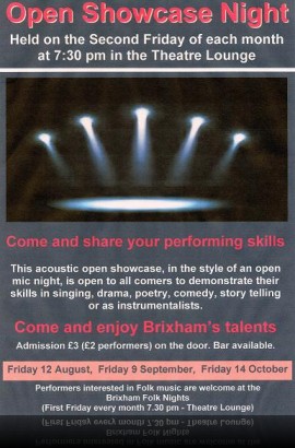 Open showcase Night - Friday 14 October - Doors open 7.30 pm