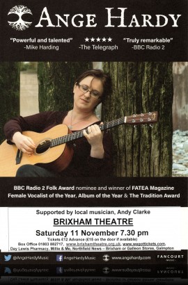 Ange Hardy in concert - Saturday 11 November 7.30 pm