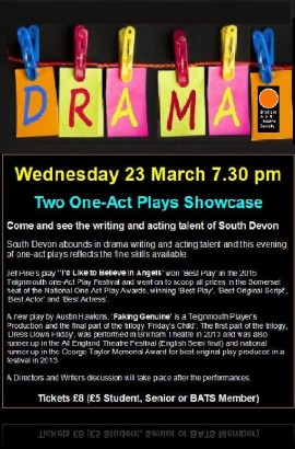 Two One-Act Plays Showcase - Wednesday 23 March 7.30 pm