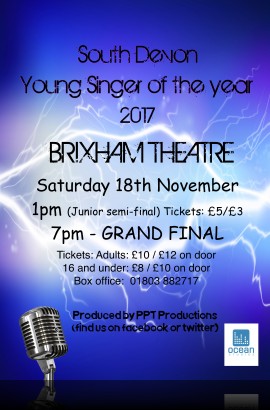 South Devon Young Singer of the Year Grand Final - Saturday 18 November 7 pm