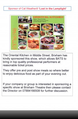 Sponsor of Cat Weatherill in 'Lost in the Lamplight - Friday 28 April 7.30 pm