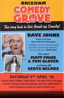 Comedy Grove - Saturday 9 April 8 pm