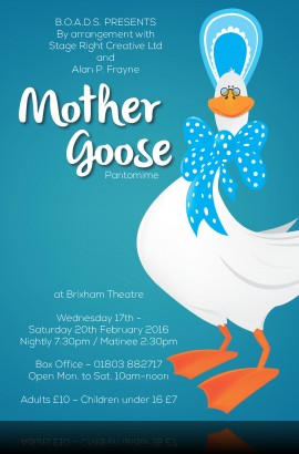 'Mother Goose' pantomime - Saturday 20 February 7.30 pm