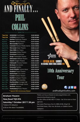 And Finally...Phil Collins - The 10th Anniversary Tour - Saturday 7 October 7.30 pm