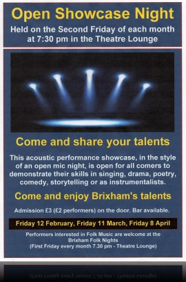 Open Showcase Night - Friday 11 March 7.30 pm