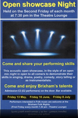 Open Showcase Night - Friday 8 July Doors open 7.30 pm