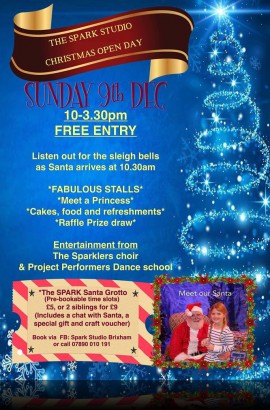 The Spark Christmas Open Day - Sunday 9 December 2018 10 am to 3 pm