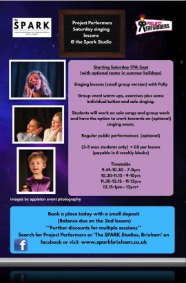 Vocal coaching at the Spark - Saturday 6 October from 9.45