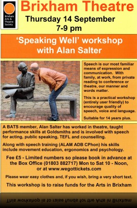'Speaking Well' workshop - Thursday 14 September 7 - pm