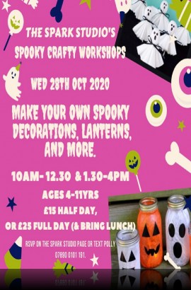 Wednesday 28 October 10 am & 1.30 pm Spooky Crafty Workshops at The Spark