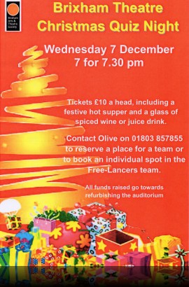 Brixham Theatre Christmas Quiz Night - Wednesday 7 December 7 for 7.30 pm